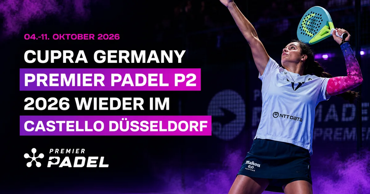 Premier Padel P2 Düsseldorf promo — a player serving